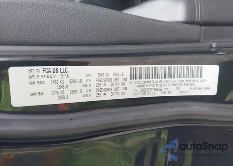 2015 Dodge Durango Limited z USA, uszkodzony, nr VIN 1C4RDHDG7FC880560